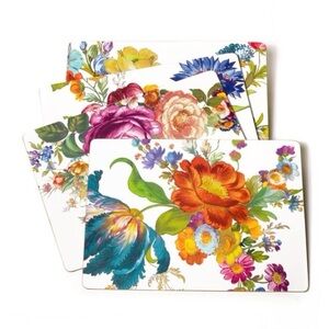 NWT MacKenzie Childs Flower Market White Cork Back Placemats